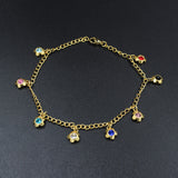 Pentagram Shaped Multi-colored Goldtone Charms Soft Anklet