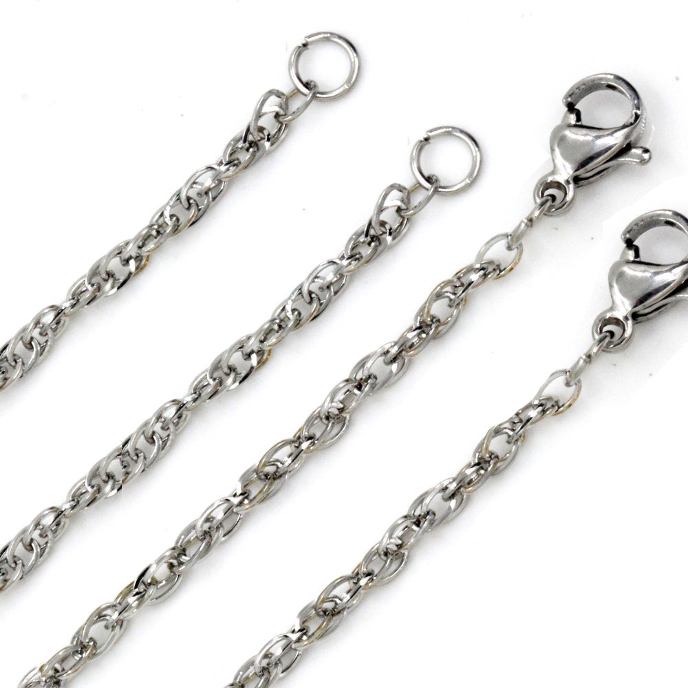 ASON 10pcs / 2mm*45cm 50cm 55cm 60cm Stainless Steel Chain with Round Wire and Double Buckle asonjewelry