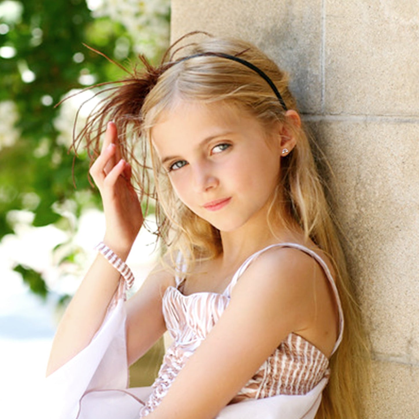 12 pairs Pop earplug rainbow stud earrings steel color/golden color asonjewelry