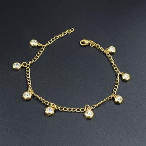 Gold Multi Diamond Charms Soft Anklet Accessory