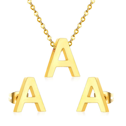 Steel/Gold Cut Letters Set without Diamonds A-Z asonjewelry