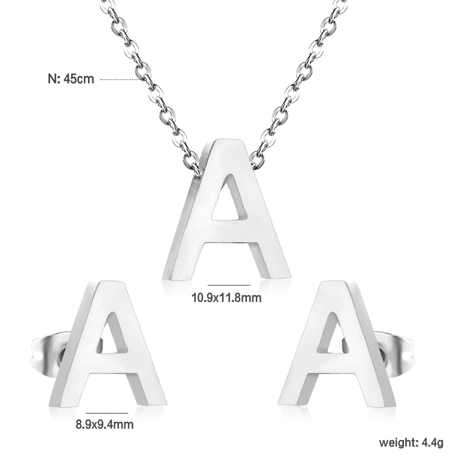 Steel/Gold Cut Letters Set without Diamonds A-Z asonjewelry