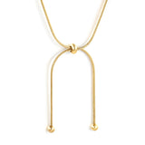 Wholesale 4mm double bead pendant + 3x6mm hollow round beads round bead sliding snake bone chain 60cm necklace, gold