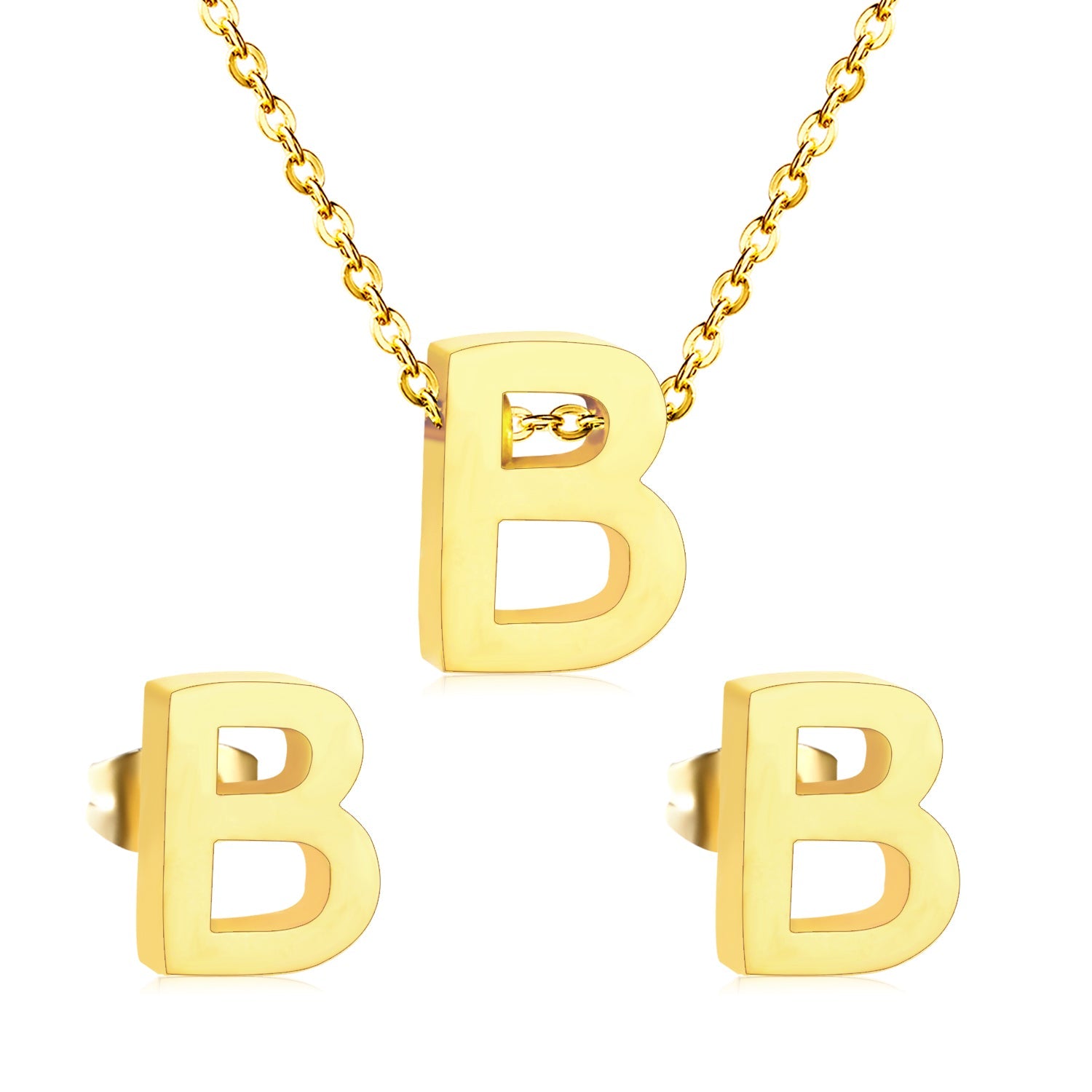 Steel/Gold Cut Letters Set without Diamonds A-Z asonjewelry