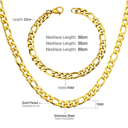 ASON Women/Men 6MM/8MM/10MM Width Necklace Set Stainless Steel Necklace with Bracelet Cuban Chain for Diy Jewelry Making asonjewelry