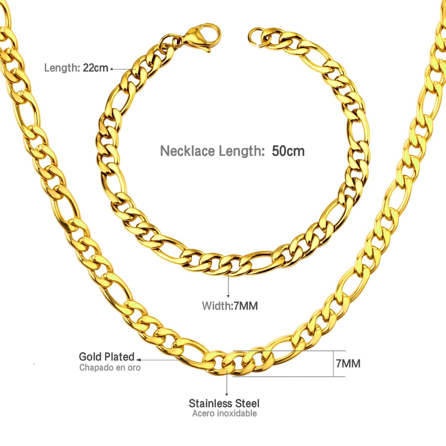 ASON Women/Men 6MM/8MM/10MM Width Necklace Set Stainless Steel Necklace with Bracelet Cuban Chain for Diy Jewelry Making asonjewelry