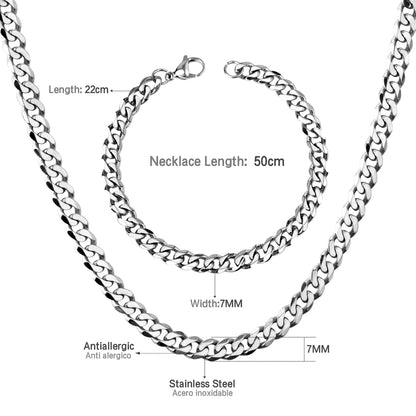 ASON Women/Men 6MM/8MM/10MM Width Necklace Set Stainless Steel Necklace with Bracelet Cuban Chain for Diy Jewelry Makings asonjewelry