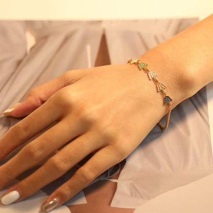 5 Drip Oil Mixed Color Mushroom Bracelet 17+3cm asonjewelry