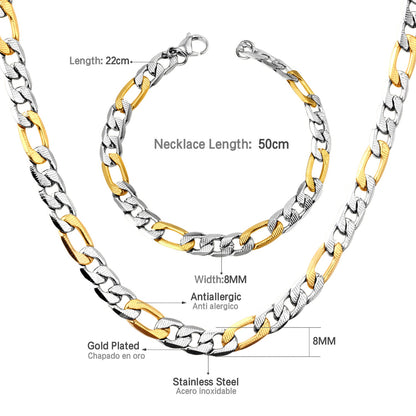ASON Women/Men 8MM Width Necklace Set Stainless Steel Necklace with Bracelet Cuban Chain for Diy Jewelry Making asonjewelry