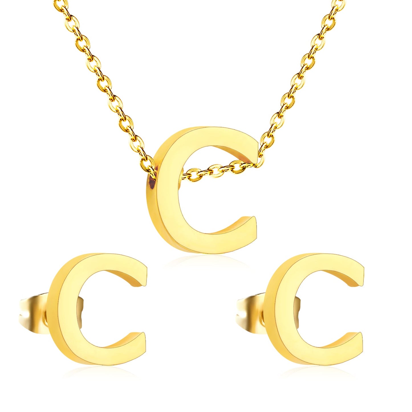 Steel/Gold Cut Letters Set without Diamonds A-Z asonjewelry