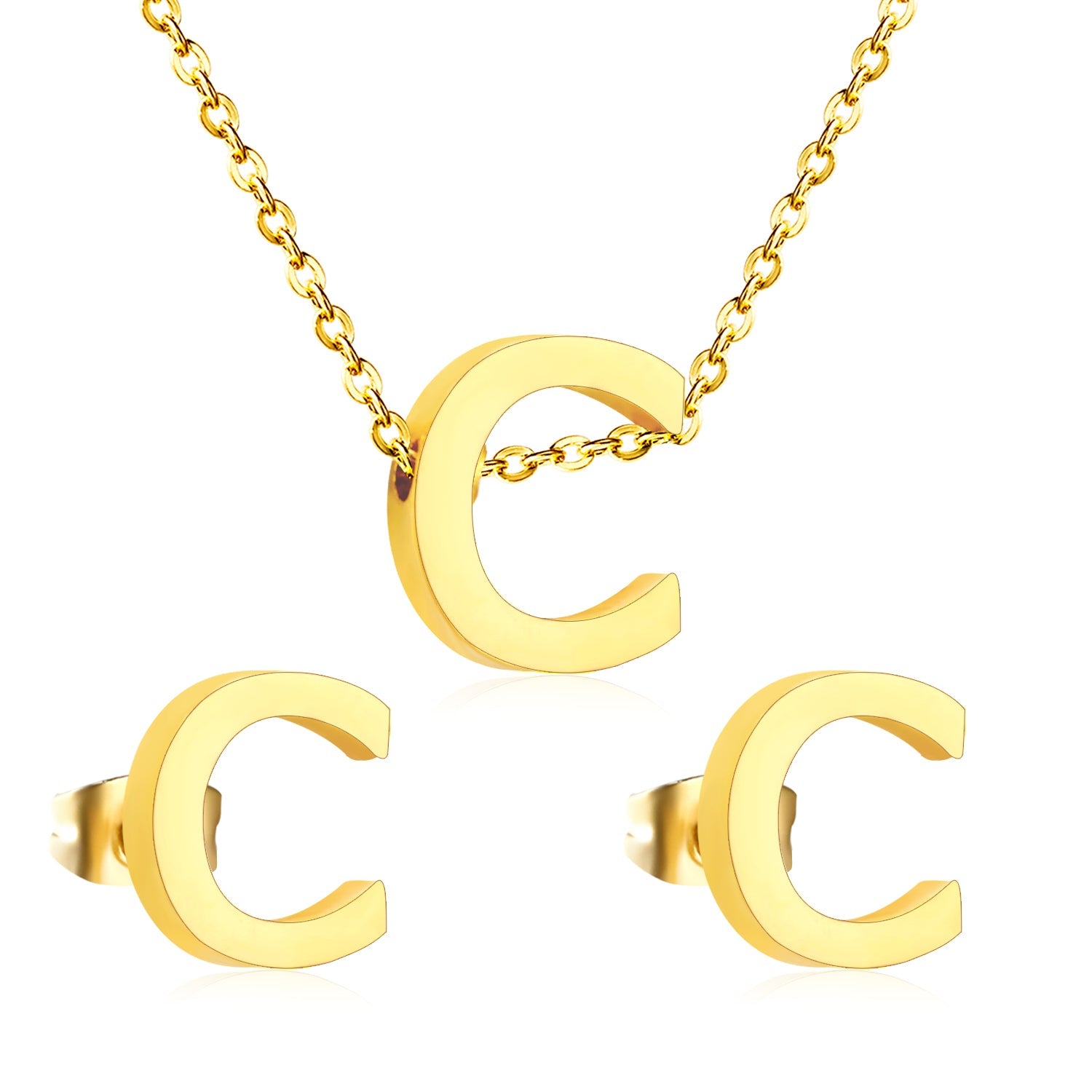 Steel/Gold Cut Letters Set without Diamonds A-Z asonjewelry