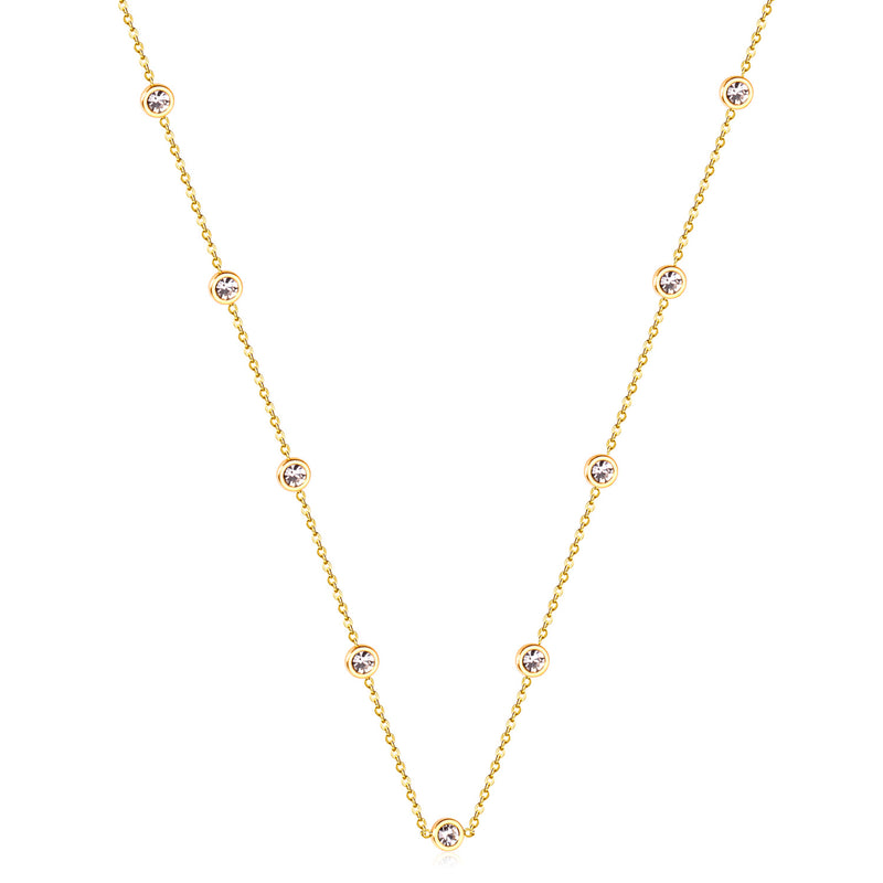 Round Pendant Necklace with Mixed Color Diamonds and White Diamonds 6mm 57+5cm