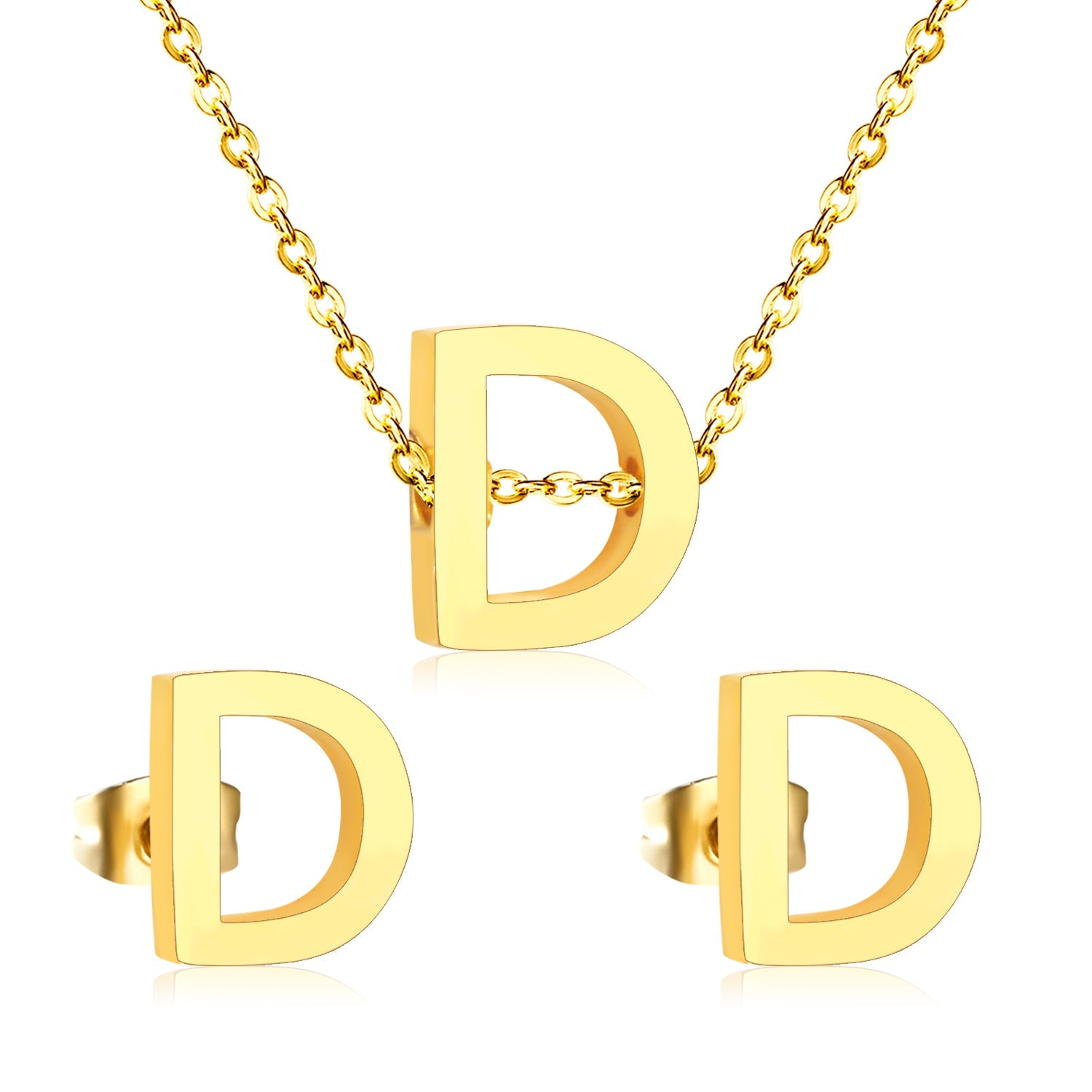 Steel/Gold Cut Letters Set without Diamonds A-Z asonjewelry