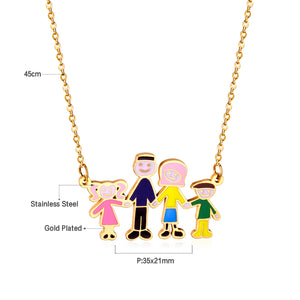 Family of 4 Oil Drop Pendant Necklace