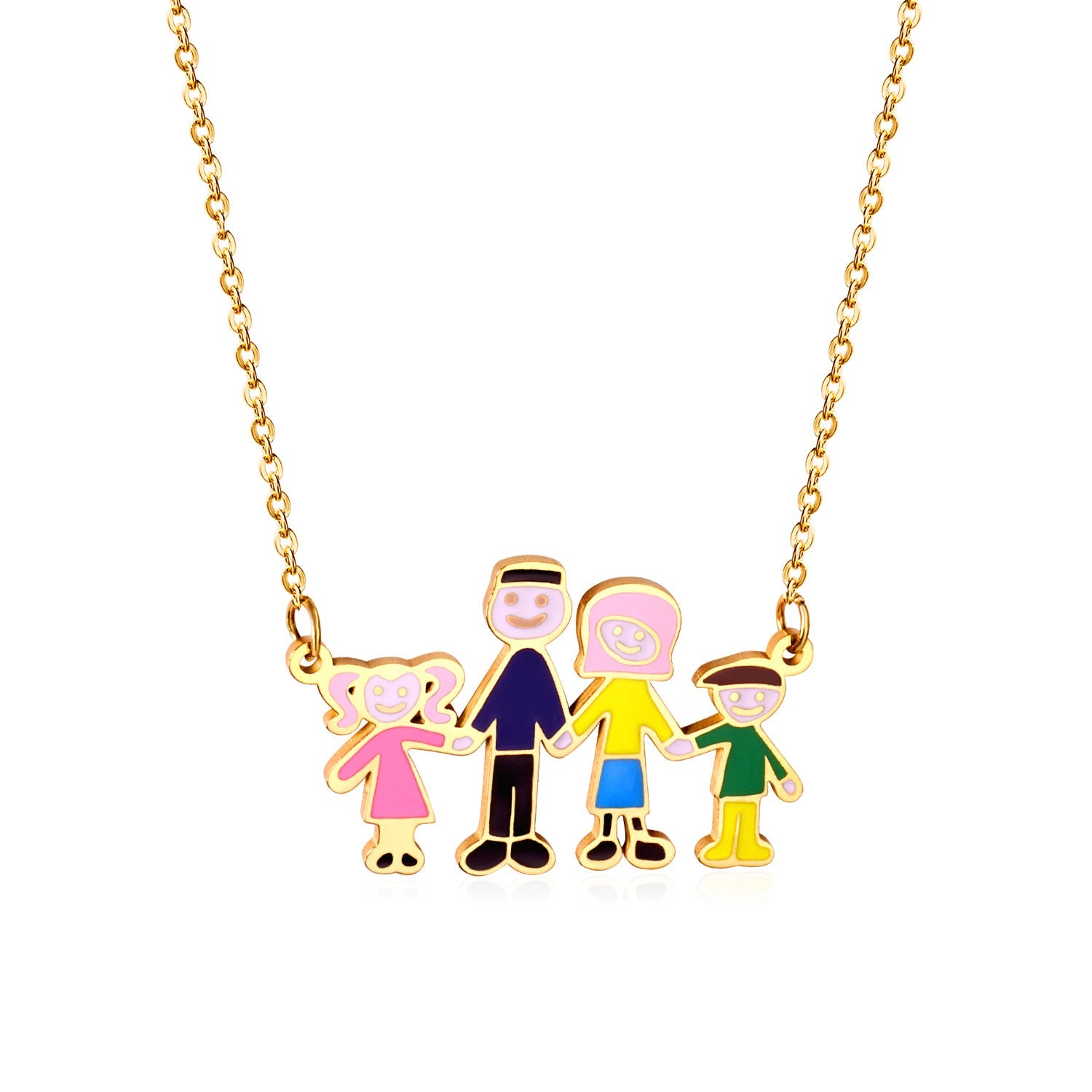 Family of 4 Oil Drop Pendant Necklace asonjewelry