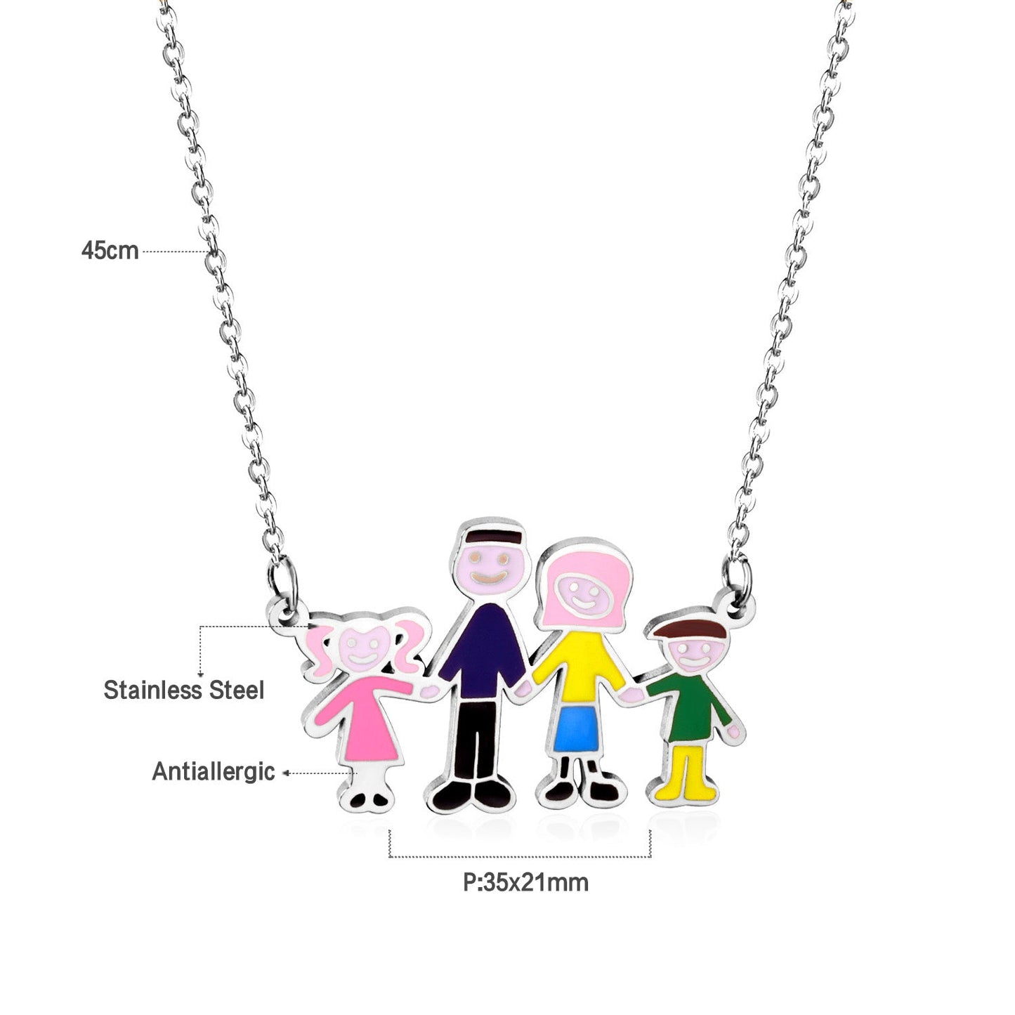 Family of 4 Oil Drop Pendant Necklace asonjewelry