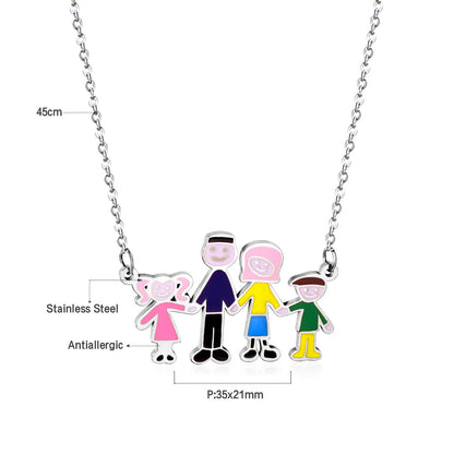 Family of 4 Oil Drop Pendant Necklace asonjewelry