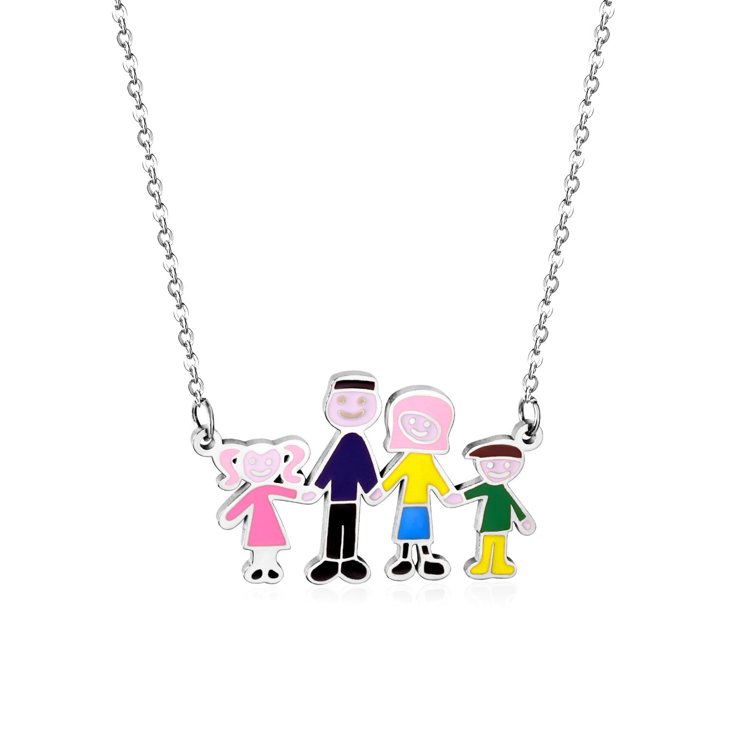 Family of 4 Oil Drop Pendant Necklace asonjewelry