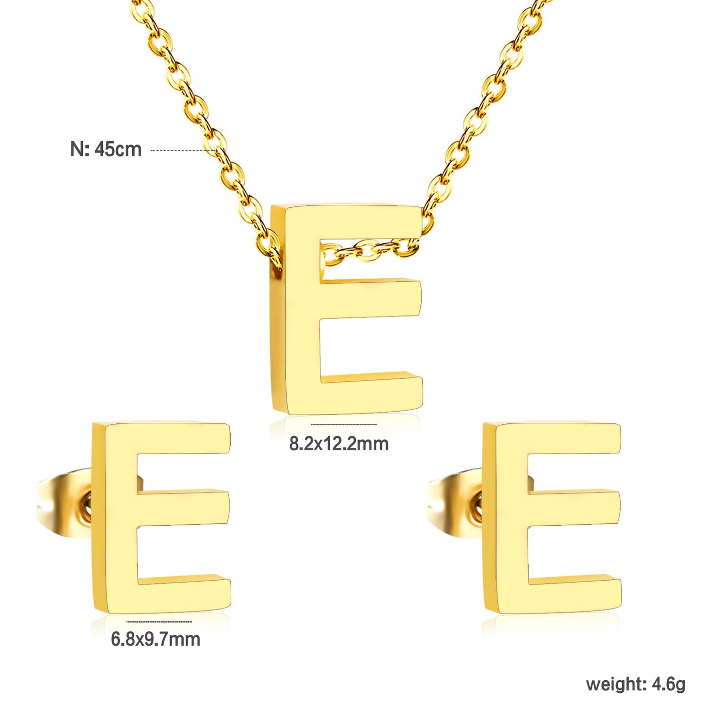 Steel/Gold Cut Letters Set without Diamonds A-Z asonjewelry
