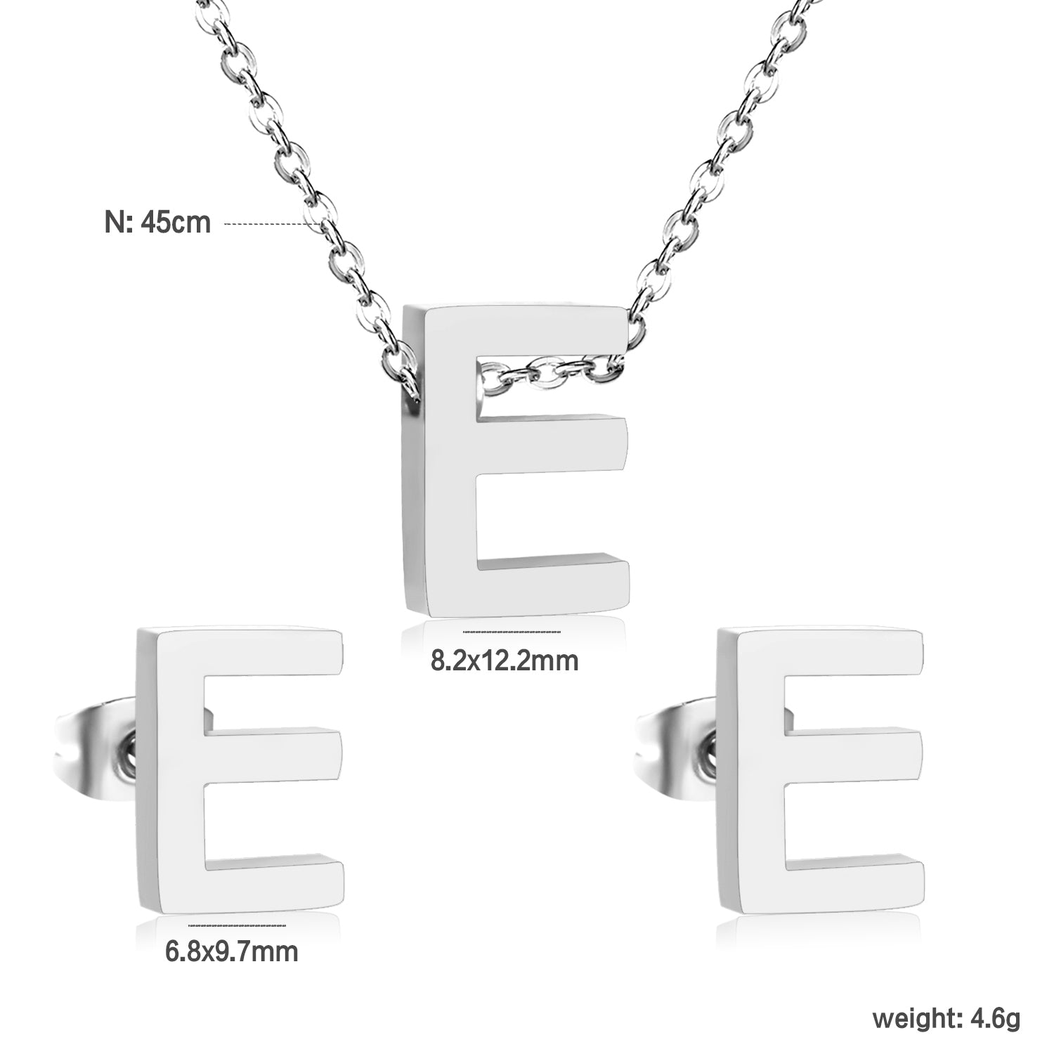 Steel/Gold Cut Letters Set without Diamonds A-Z asonjewelry