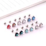 12 pairs steel/golden heart shaped gravel ombre screw back stud earrings
