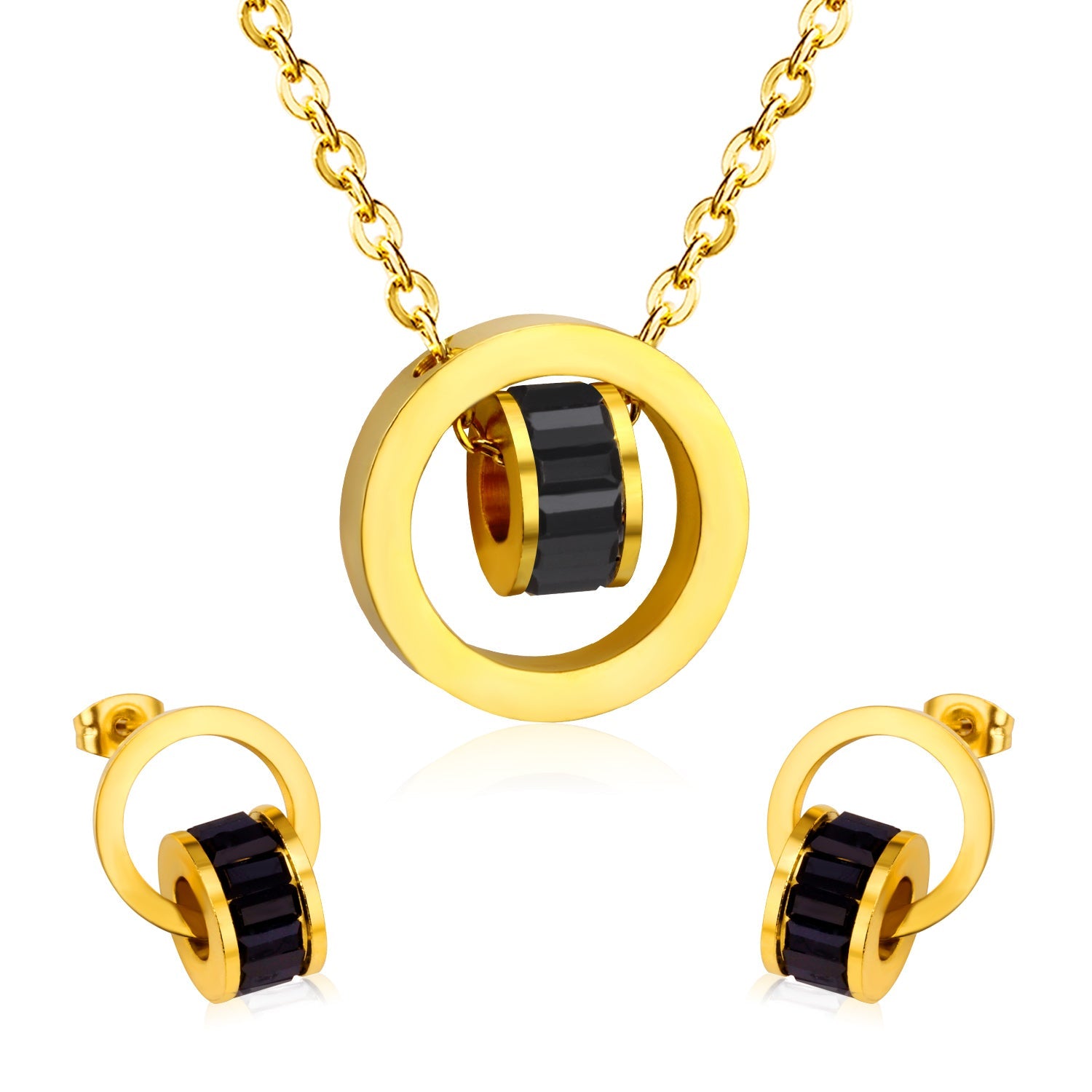 Gold Bezel Set with Black, White & Pink Diamonds asonjewelry