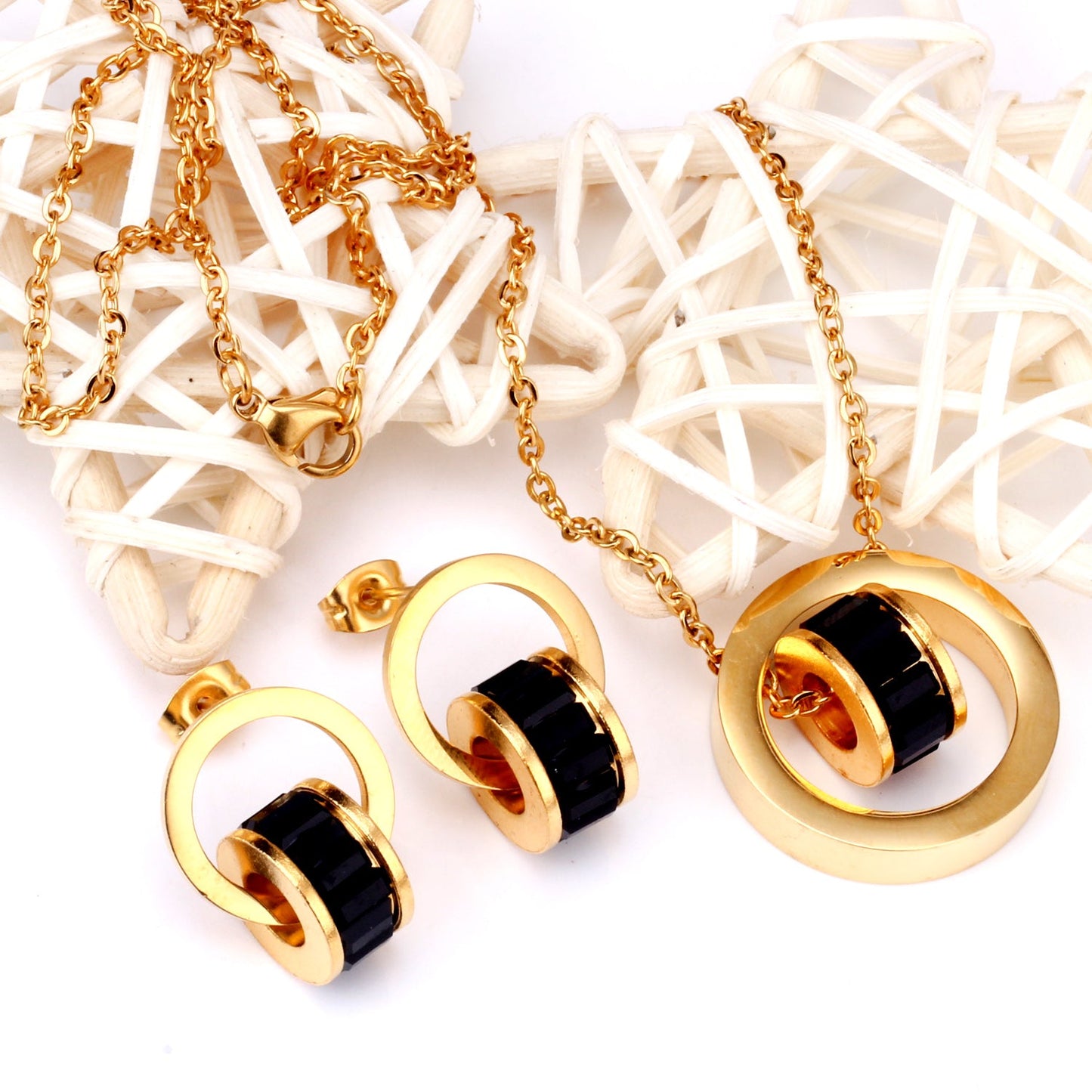 Gold Bezel Set with Black, White & Pink Diamonds asonjewelry