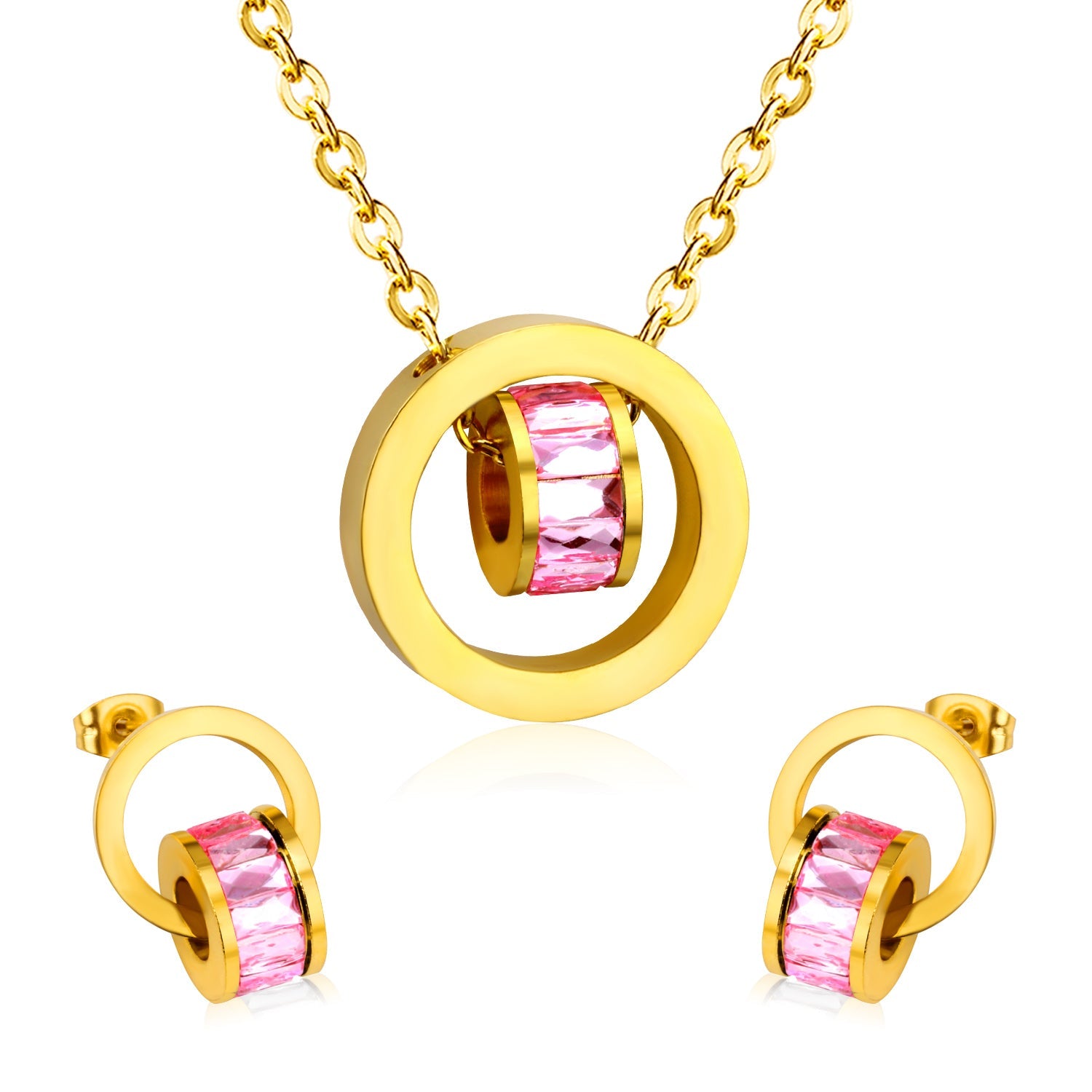 Gold Bezel Set with Black, White & Pink Diamonds asonjewelry