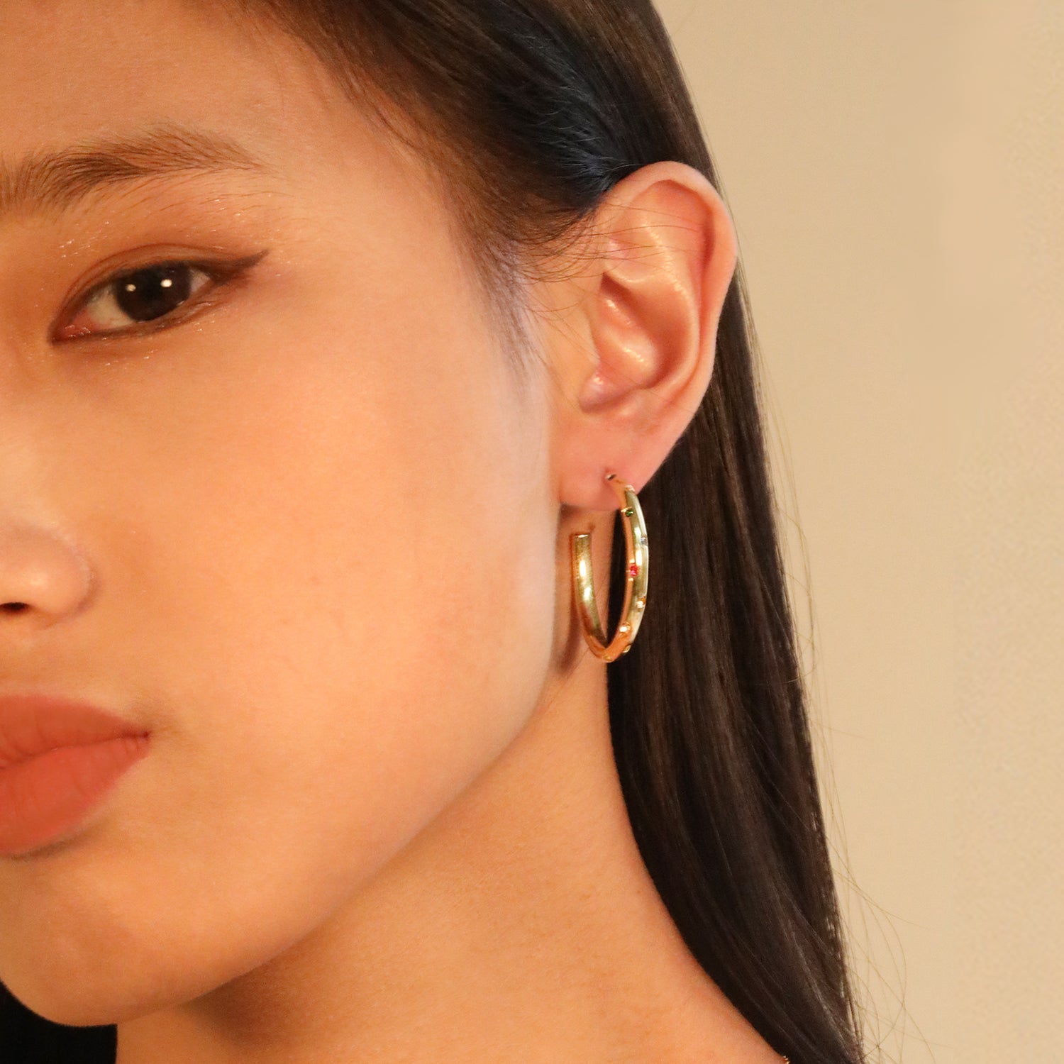 Open half-round ear clasp with mixed diamonds 3.5*34.5mm asonjewelry