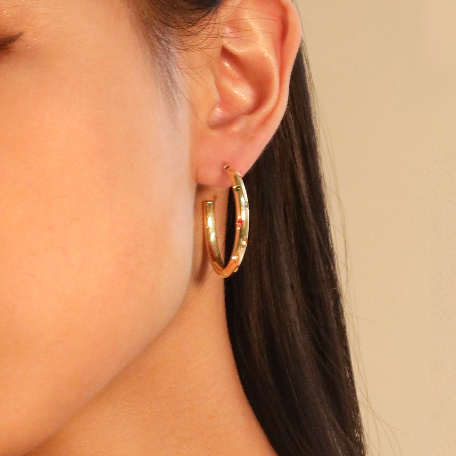 Open half-round ear clasp with mixed diamonds 3.5*34.5mm asonjewelry