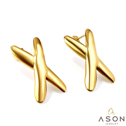 X-shaped earrings in 18k gold asonjewelry