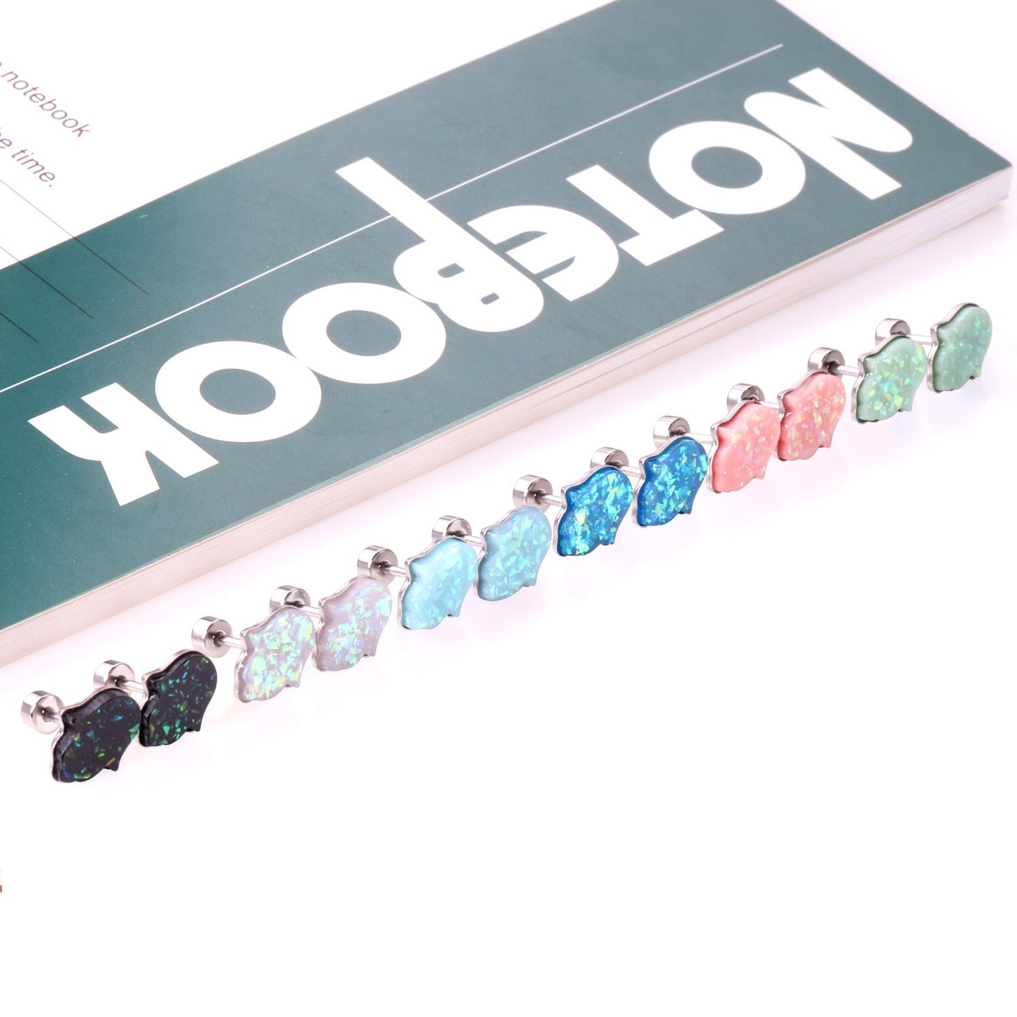 12 pairs steel/gold floral ombre screwback stud earrings asonjewelry