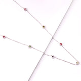 Round Pendant Necklace with Mixed Color Diamonds and White Diamonds 6mm 57+5cm