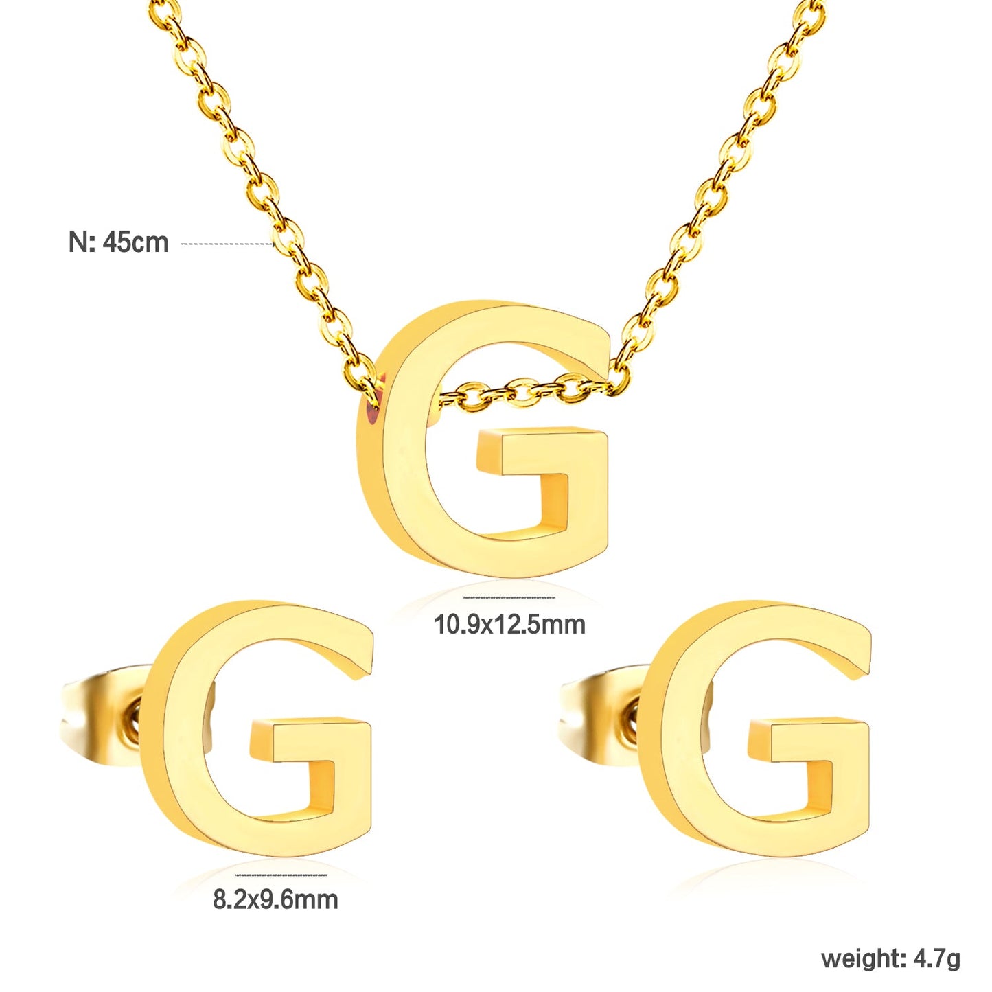 Steel/Gold Cut Letters Set without Diamonds A-Z asonjewelry
