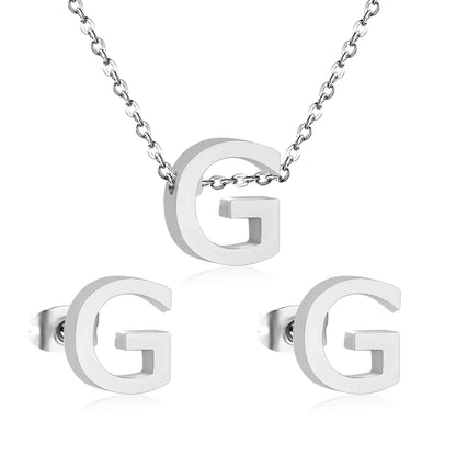 Steel/Gold Cut Letters Set without Diamonds A-Z asonjewelry