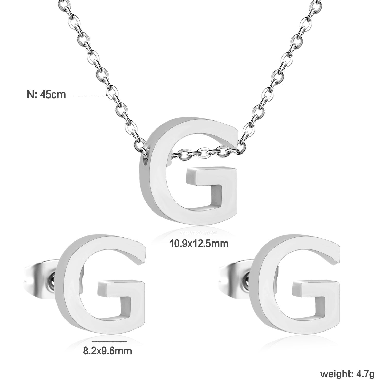 Steel/Gold Cut Letters Set without Diamonds A-Z asonjewelry