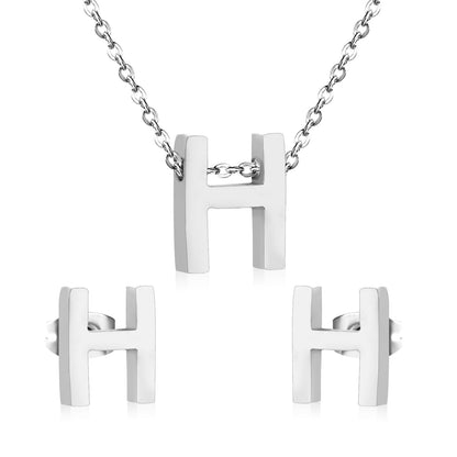 Steel/Gold Cut Letters Set without Diamonds A-Z asonjewelry