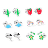 12 pairs Snapped Earbuds Cloud Studs Steel/Gold