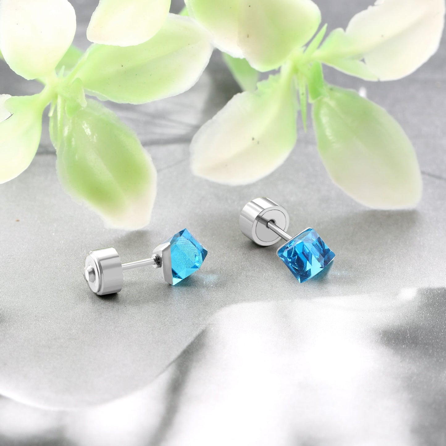 5mm Steel Mixed Color & Red & Lake Blue Tap Plug Earrings asonjewelry