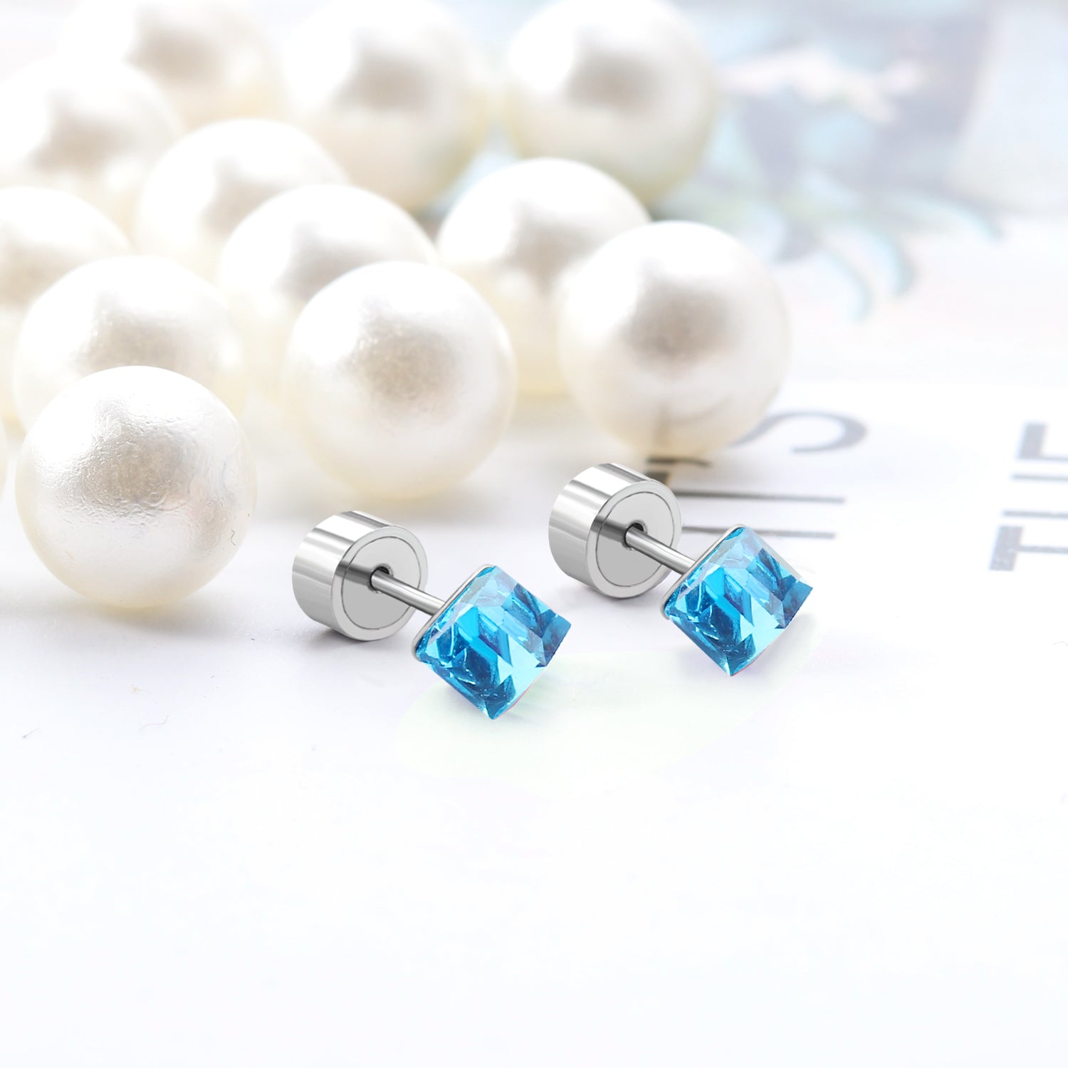 5mm Steel Mixed Color & Red & Lake Blue Tap Plug Earrings asonjewelry