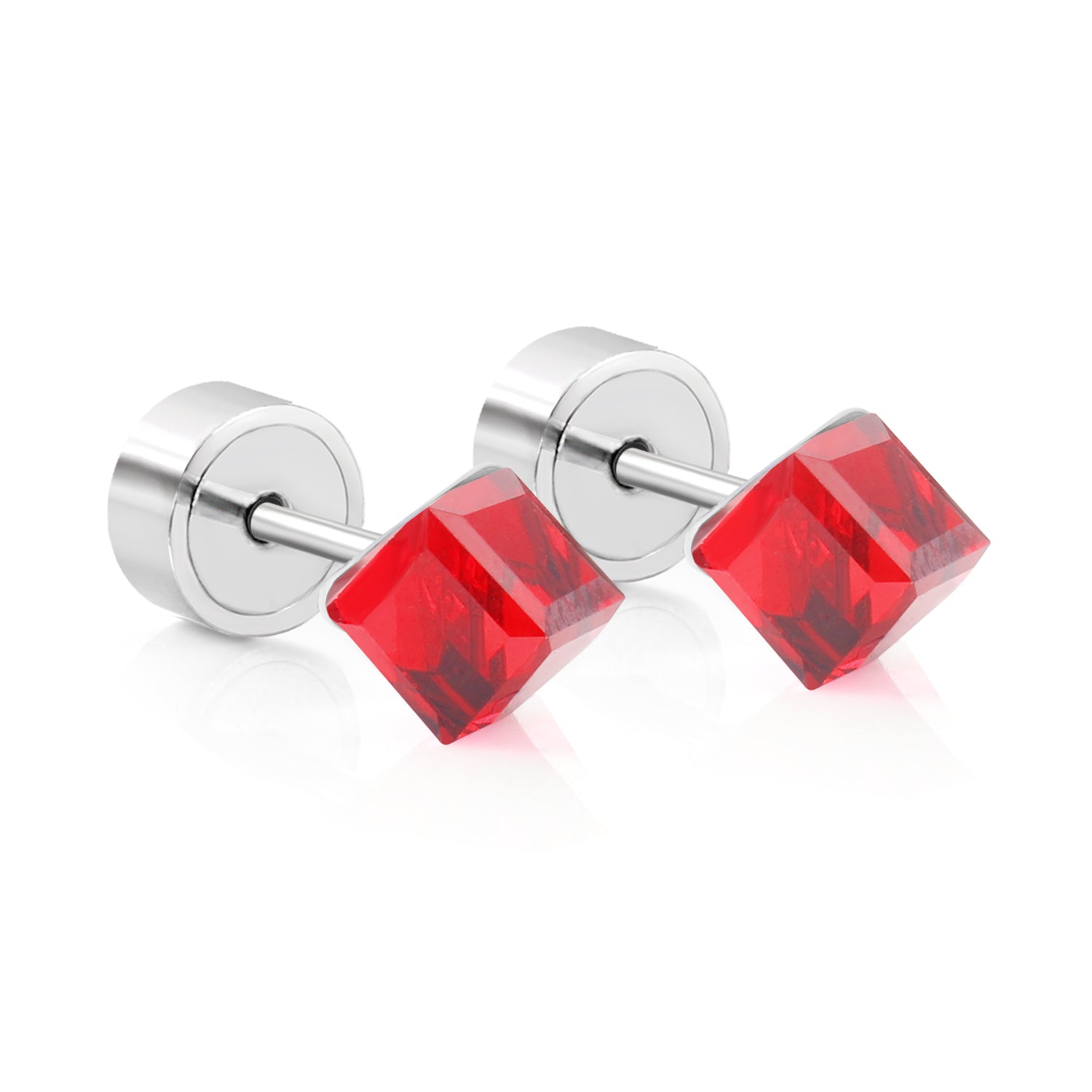 5mm Steel Mixed Color & Red & Lake Blue Tap Plug Earrings asonjewelry
