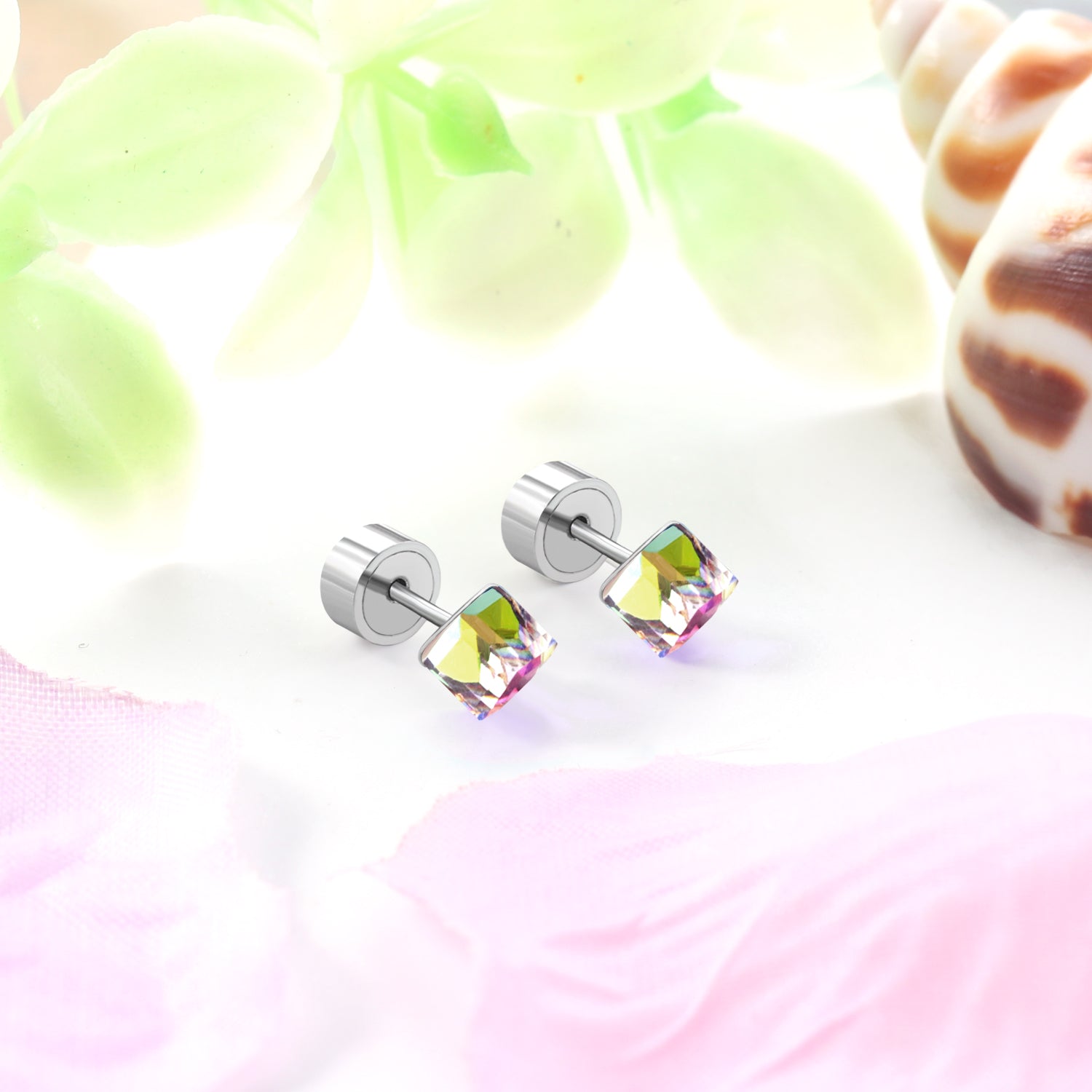 5mm Steel Mixed Color & Red & Lake Blue Tap Plug Earrings asonjewelry