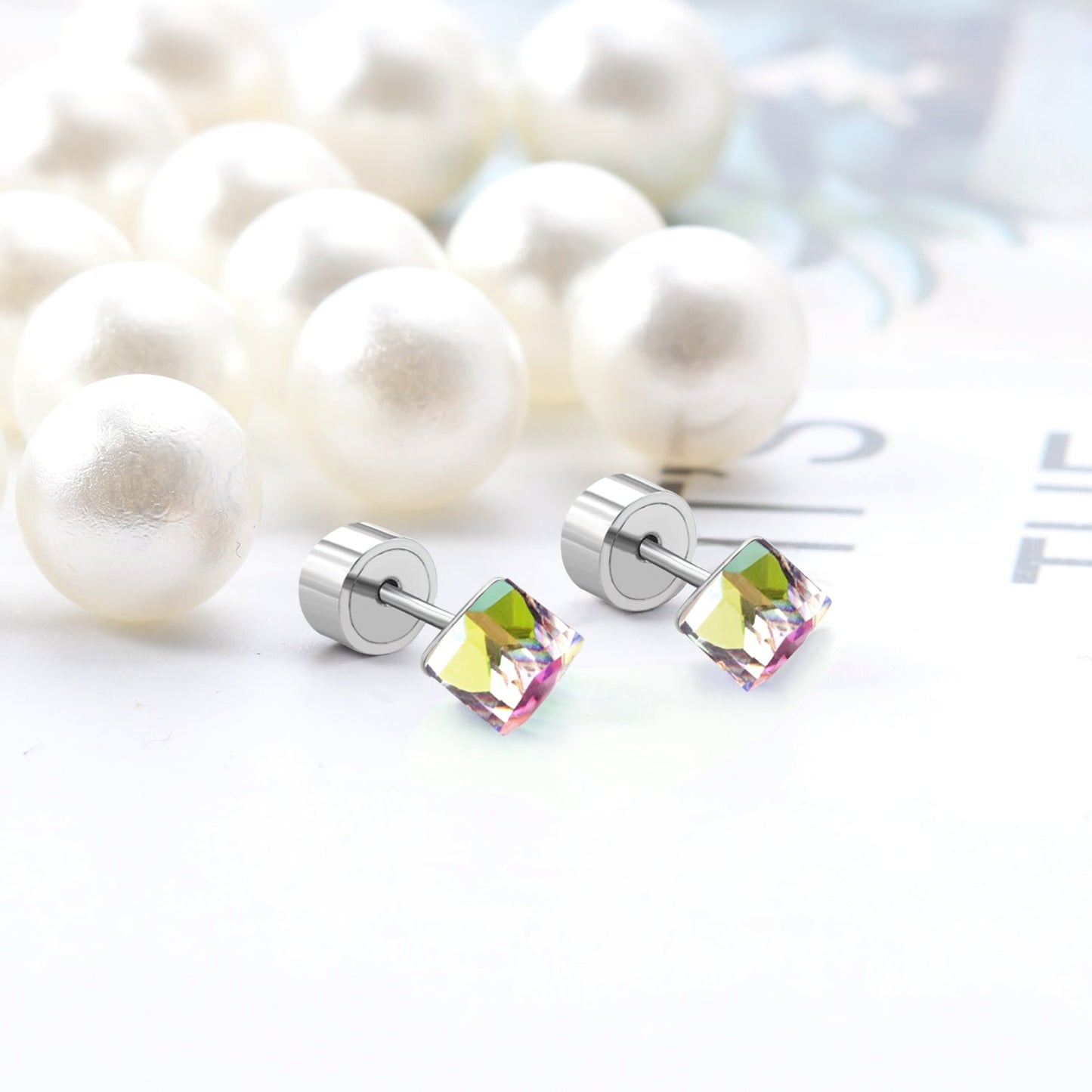 5mm Steel Mixed Color & Red & Lake Blue Tap Plug Earrings asonjewelry