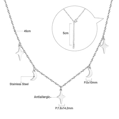 ASON Moon and Star Pendant Necklaces Gold Color Stainless Steel Chain for Women Girls Fashion Jewelry Accessories Gift asonjewelry