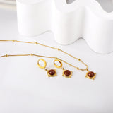 Red Aventurine Set Steel/Gold