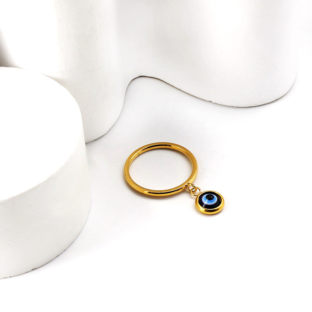 Vintage Stainless Steel Turkey Blue Evil Eye Heart RoundCha asonjewelry