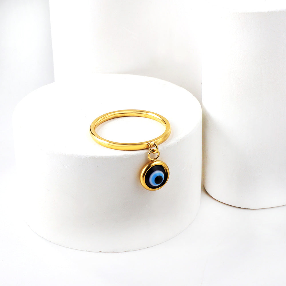 Vintage Stainless Steel Turkey Blue Evil Eye Heart RoundCha asonjewelry