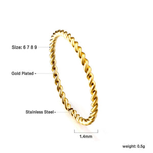 Stainless Steel Ring Colorfast Design Niche Explosion Twist Shape Fine Vegetable Ring