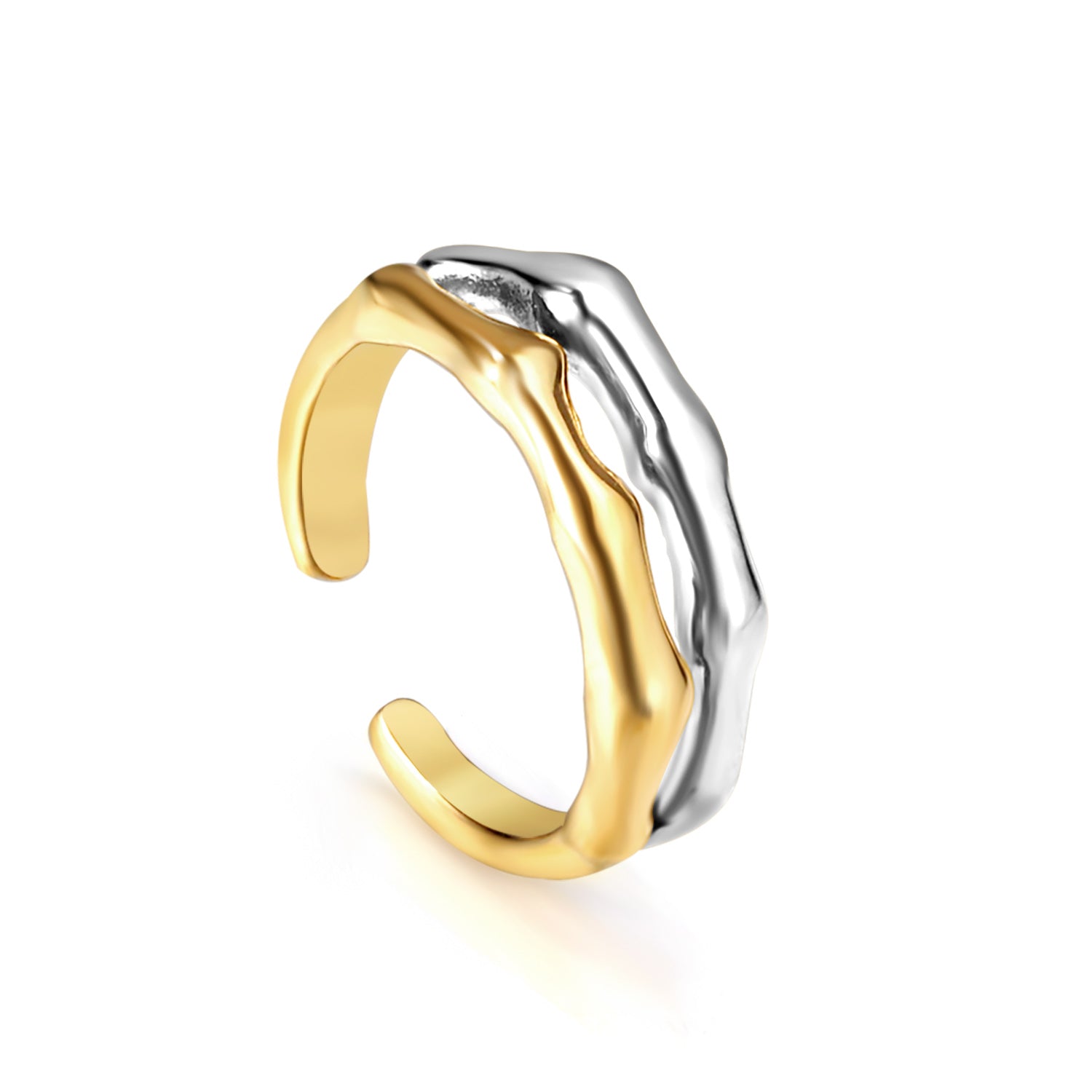 Two - Tone Gold - Silver Intertwined Open Ring asonjewelry