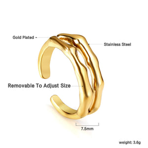 Stainless steel opening adjustable irregular ring light luxury geometry ring wholesale